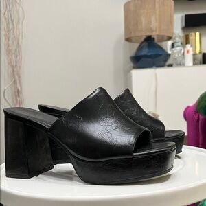 ASOS Black Chunky Heel Mules